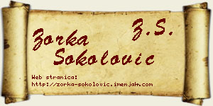 Zorka Sokolović vizit kartica
